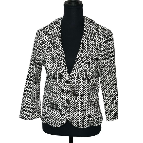 CAbi Women's Black and White cropped Unlined blazer Fitted Size 8 - Picture 1 of 12